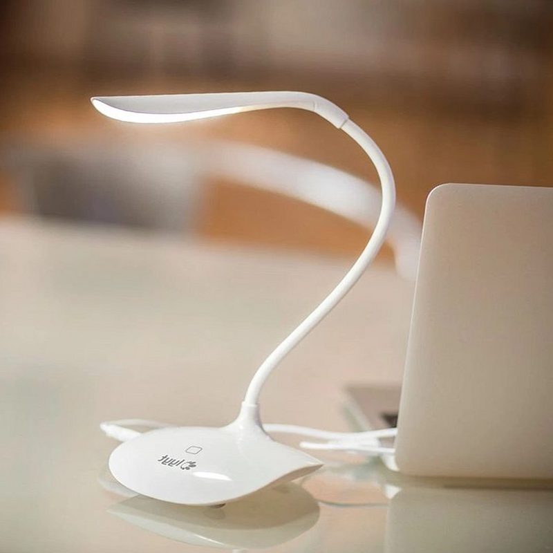 白色触控 LED 台灯 USB 供电 细灯臂阅读灯 细节图1