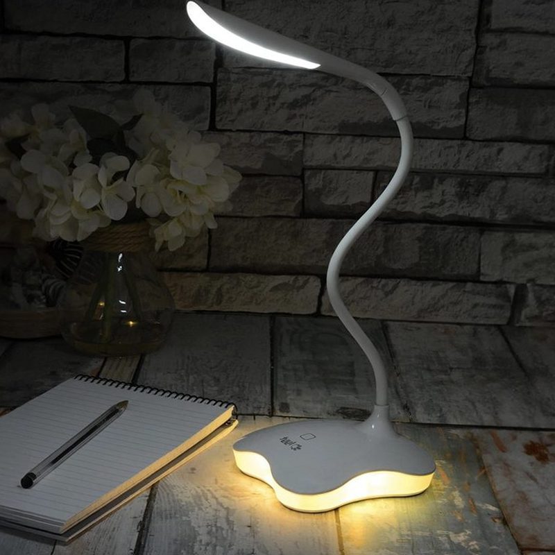 白色触控 LED 台灯 USB 供电 细灯臂阅读灯 细节图2
